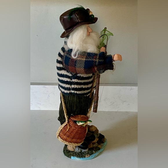 17” Fly Fishing Fisherman Santa Claus Collectible Figure Doll Christmas Decor - Picture 6 of 10